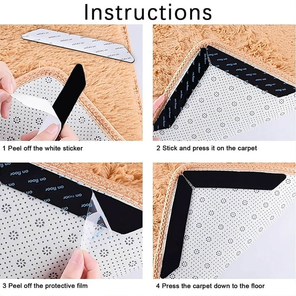 Lot de 8 pinces à tapis antidérapantes, réutilisables et lavables pour