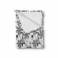 thumbnail image 2 of Floral Soft Flannel Fleece Throw Blanket, Monochrome Doodle Style Blooming Plants in Various Shapes Swirls and Lines Image, Cozy Plush for Indoor and Outdoor Use, 50" x 60", Black White, by Ambesonne, 2 of 6