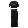 thumbnail image 4 of Sakmal Solid Summer Dresses for Women Sexy Cutout Short Sleeve Comfort Fit Black Long Sundress, 4 of 5
