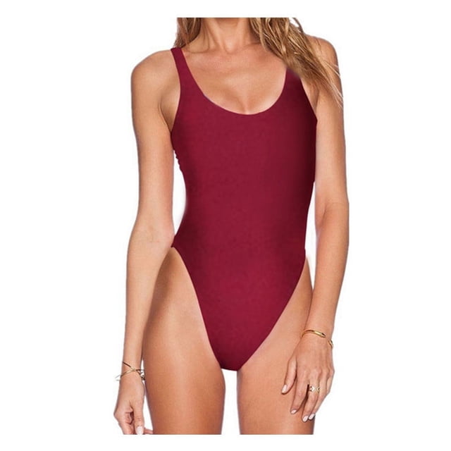 Traje de baño de tela lisa sin espalda, bikini adelgazante sexy de nailon de color sólido, traje de baño de triángulo para mujer