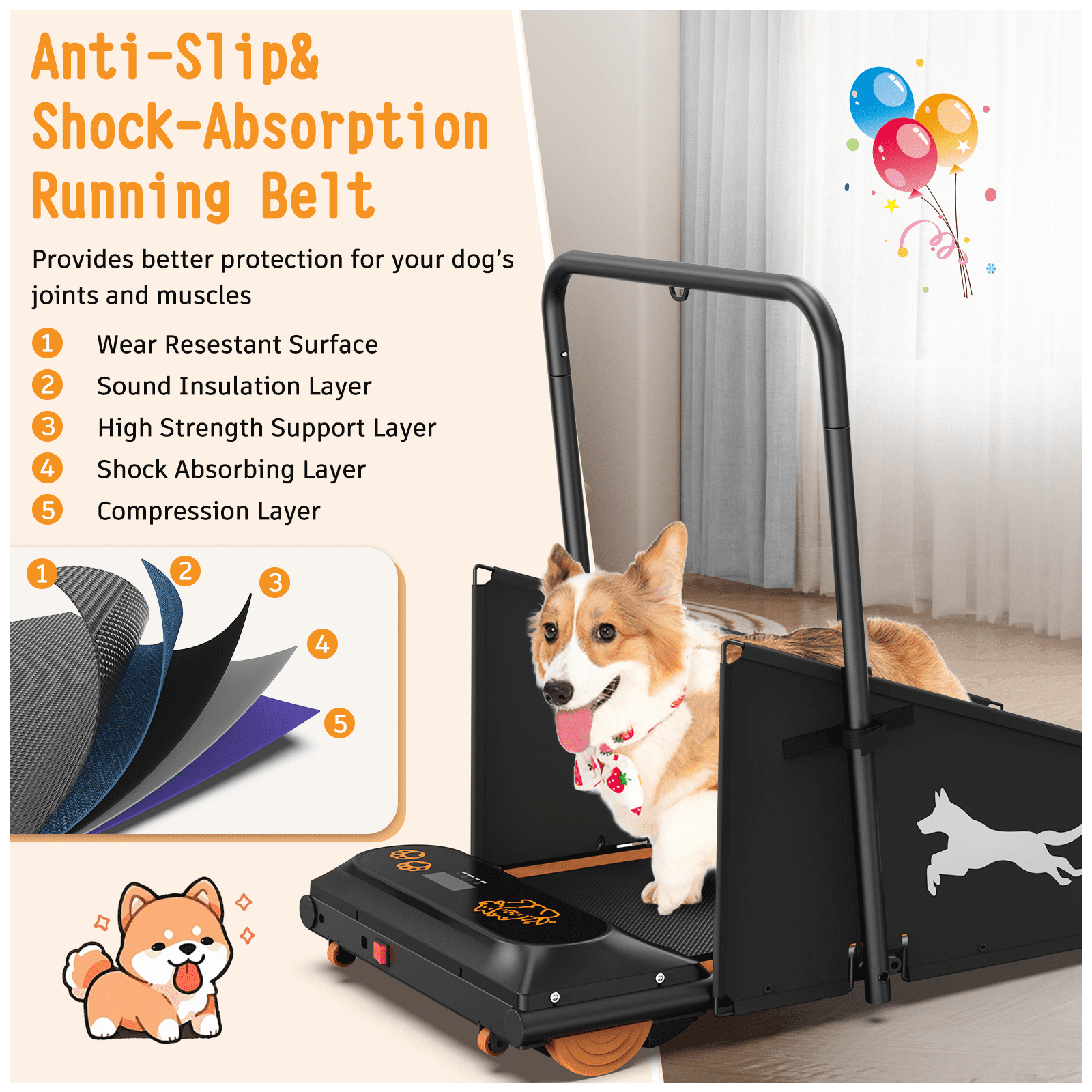Dog Treadmill Small Dogs- Dog Treadmill for Medium Dogs- Dog Pacer Treadmill for Healthy & Fit Pets- Dog Treadmill Run Walk,Black+Orange Steel Pet Supplies Pet Beds Furniture