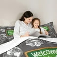 thumbnail image 5 of jejeloiu School Theme Bedding Comforter Set,Cartoon Hand-Painted Twin Comforter Sets,Green Gray White Bedding Set For Kids,Ultra Soft Home Decor,2 Pieces, 5 of 8