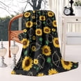 thumbnail image 2 of Black Geometric Sunflower Pattern Blanket,Comfortable Soft Flannel Throw Blanket,All Season,Warm Lightweight Blankets for Sofa Bed Couch Living Room Chair,50"x60", 2 of 4