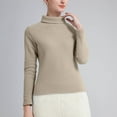 thumbnail image 2 of Wyobmus Womens Oversized Shirt Solid Fleece Long Sleeve Pullover Winter Warm Base Layer Blouse Tops A-Beige, 2 of 8