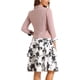 thumbnail image 3 of Conjunto de vestido y chaqueta de 2 piezas INSPIRE CHIC para mujer, vestido sin mangas de gasa con flores y chaqueta de panel contrastante, conjunto en rosa y beige, talla XL, 3 of 6