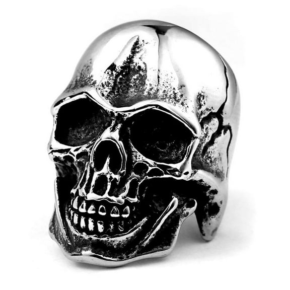 ZMY Home Smile Skull Ring Stainless Steel Handmade Jewelry Cool Punk Rock Band Ring (10)
