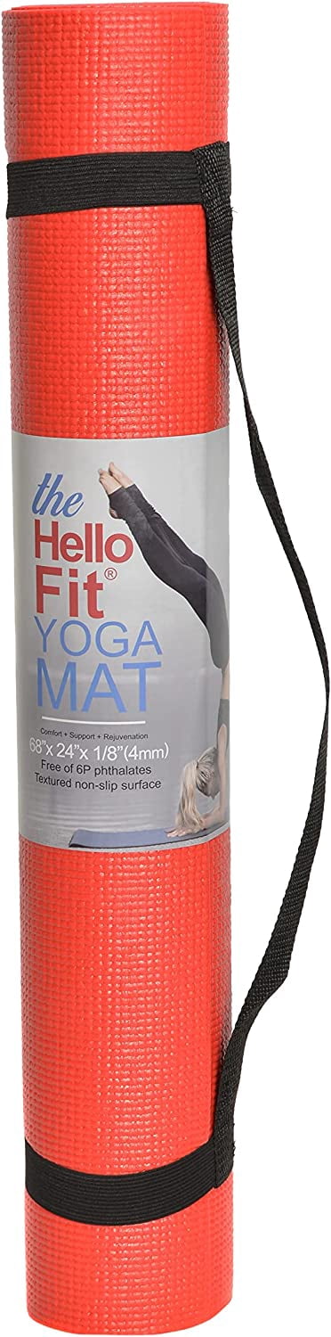 Hello Fit Yoga Mats - Economy 10 Pack (68" x 24" x 1/8") - Assorted with Carrying Strap (Assorted)
