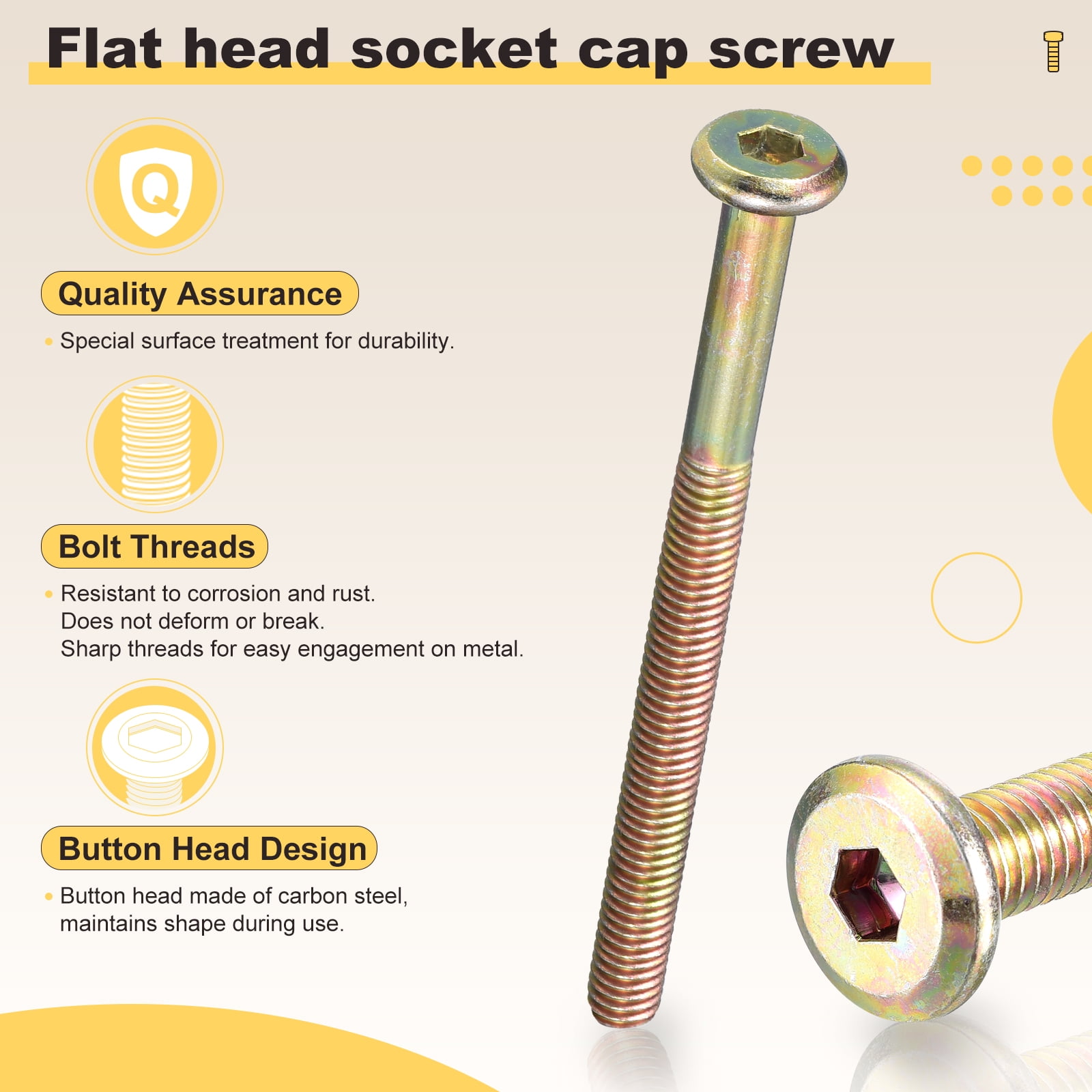 Uxcell Furniture Connector Bolt Cap Nut Kit with Wrench(M6-1x50mm) 20Pcs, Connector Bolt M6