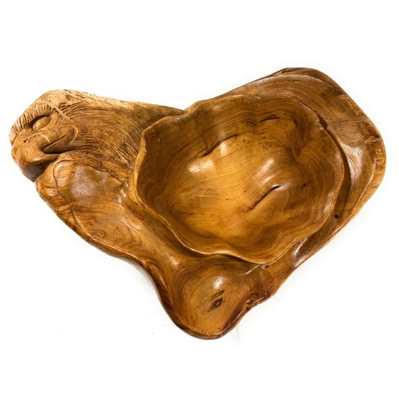 Unique Teak Root Bowl w/ Carved Eagle 20" X 16" X 8" - Centerpiece | #cin02e