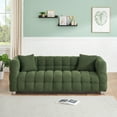 thumbnail image 2 of PORKISS 80" Sofa Couch for Living Room, Comfy Teddy Fleece Extra Deep Seat Couches with 2 Comfortable Pillows, Green, 2 of 8