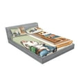 thumbnail image 2 of Ambesonne Kittens Fitted Sheet & Pillow Sham Set, Funny Cats Pizza Delivery, Calking, Pale Green and Multicolor, 2 of 2