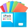 thumbnail image 2 of 6 Pack Folders with Pockets, Pastels Colors, Heavy Duty Pocket Folder, Plastic Folders with Pockets, 2-Pocket Folder Bulk, Aesthetic File Folder, Back To School Office Filing Supplies, 2 of 9