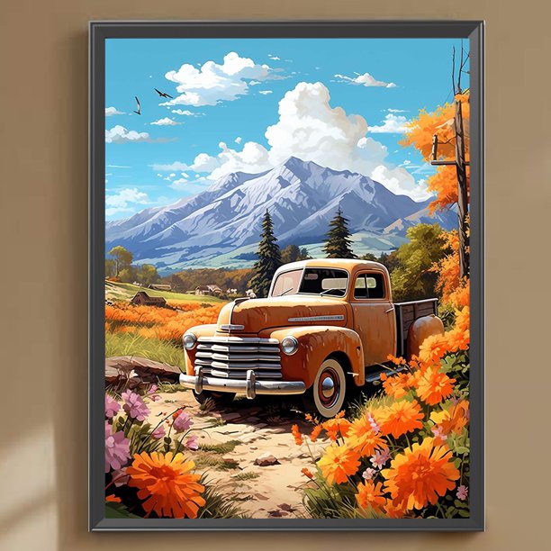 Pintura de diamante 5D DIY, decoración de paisaje de montaña con taladro redondo completo, 30x40cm