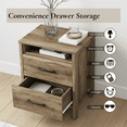 thumbnail image 3 of STYLIVIA 2-Drawer Nightstand for Adults with Open Shelf, Knotty Oak, 20.9" W x 15.7" D x 22.7" H, 3 of 10