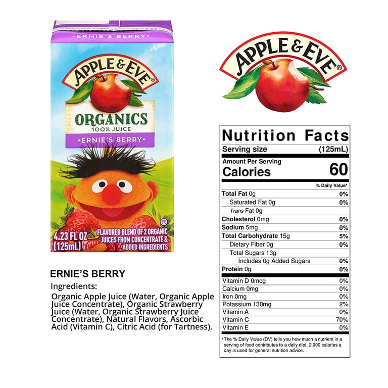 Apple & Eve Sesame Street Organic 100% Juice Variety, 4.23 fl oz, 32 Pack photo 5