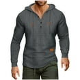 thumbnail image 3 of Namayuj Waffle Hoodies for Men Fall Solid Color Hooded Sweatshirt Trendy Pullover Tops Soft Long Sleeve Hoodie, 3 of 6