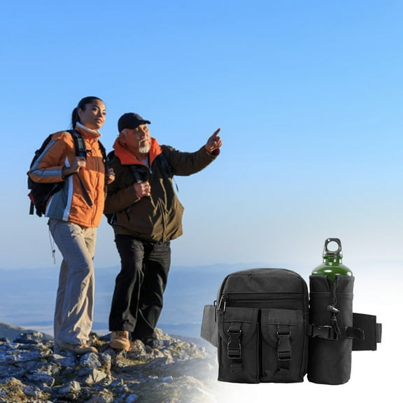 PATLOLLAV Running Belt with Water Bottle Holder Hiking Walking Waist Pack Reflective Adjustable Fanny Pack Compatible for Phone Waistband Outdoor Running Belt