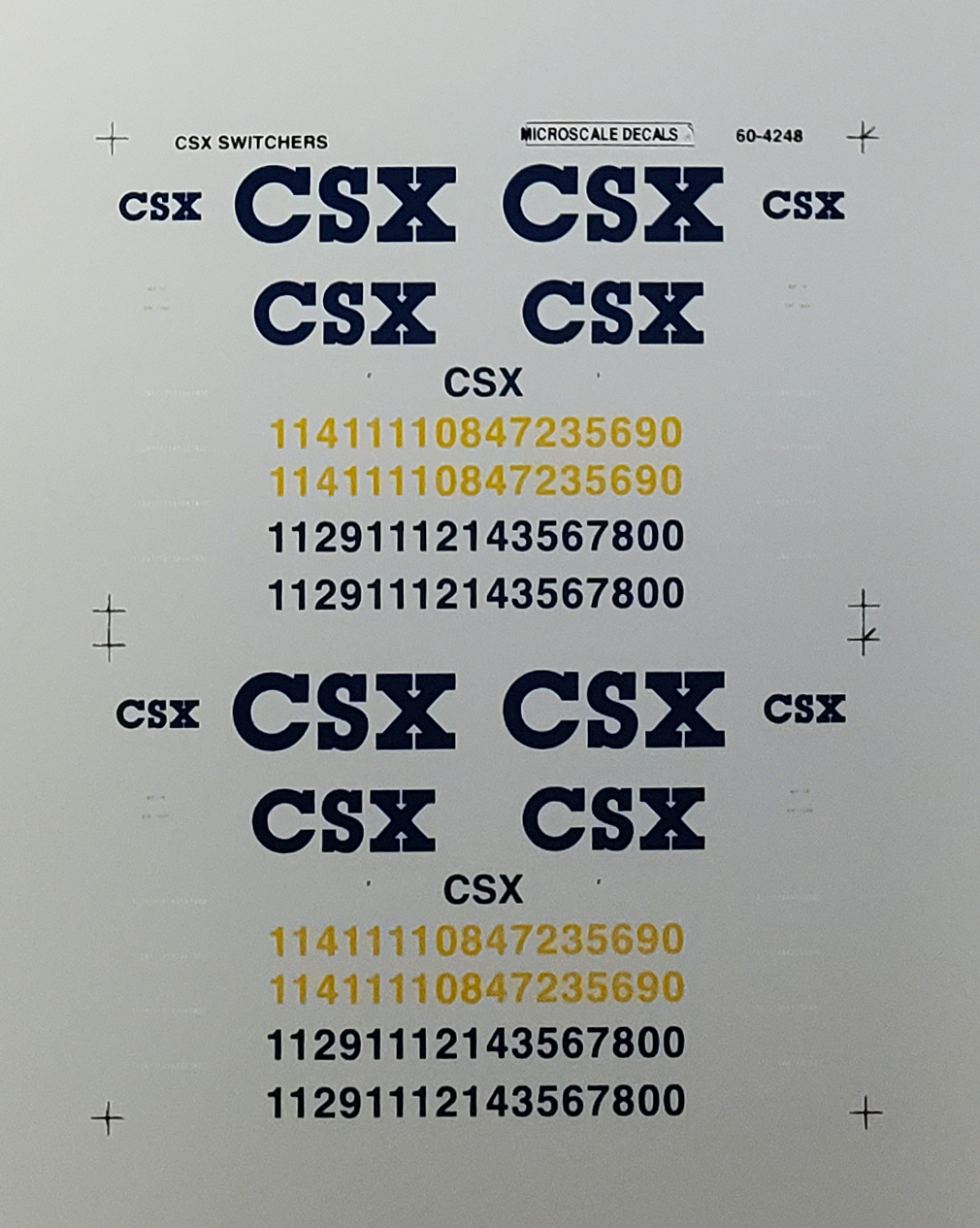 Microscale Model Railroad/Train Decals N Scale CSX Switchers