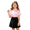 thumbnail image 3 of Shadoumai Girls Button Down Dress Shirts Kids Summer Short Sleeve Shirts for School Uniform Wedding Party Size 2-20,Pink(9-10 Years), 3 of 7
