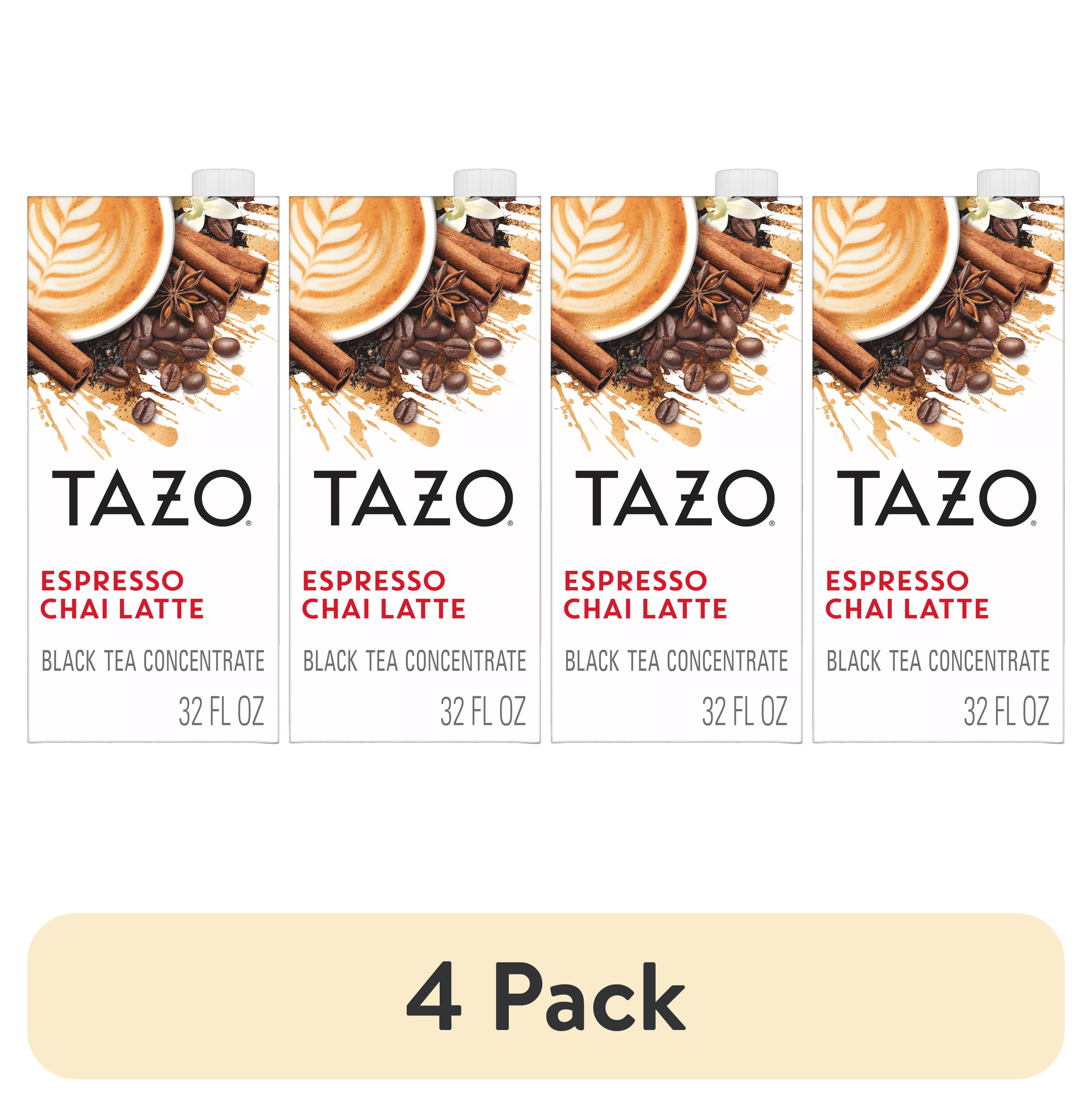 4 pack) TAZO Espresso Chai Latte Liquid Concentrate, Black Tea