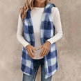 thumbnail image 2 of Fewfanhot Fall Sweatshirts for Women Plus Size Sherpa Fleece Vest Jacket Gingham Print Open Front Cardigan Outerwear, 2 of 9