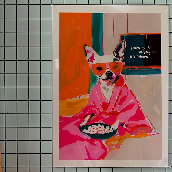 Kna Prints - Matisse Print, Chihuahua Poster, Dog Poster, Livingroom Wall Decor, Kitsch Aesthetic Print, Maximalist Print, Home Decor, Pink Wall Art Unframed Poster, UNFRAMED-8x12