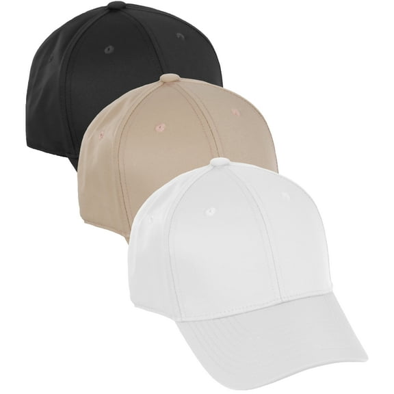 Daxton Performance Hat High Profile Structured Baseball Cap 3 Pack - Black,Khaki,White