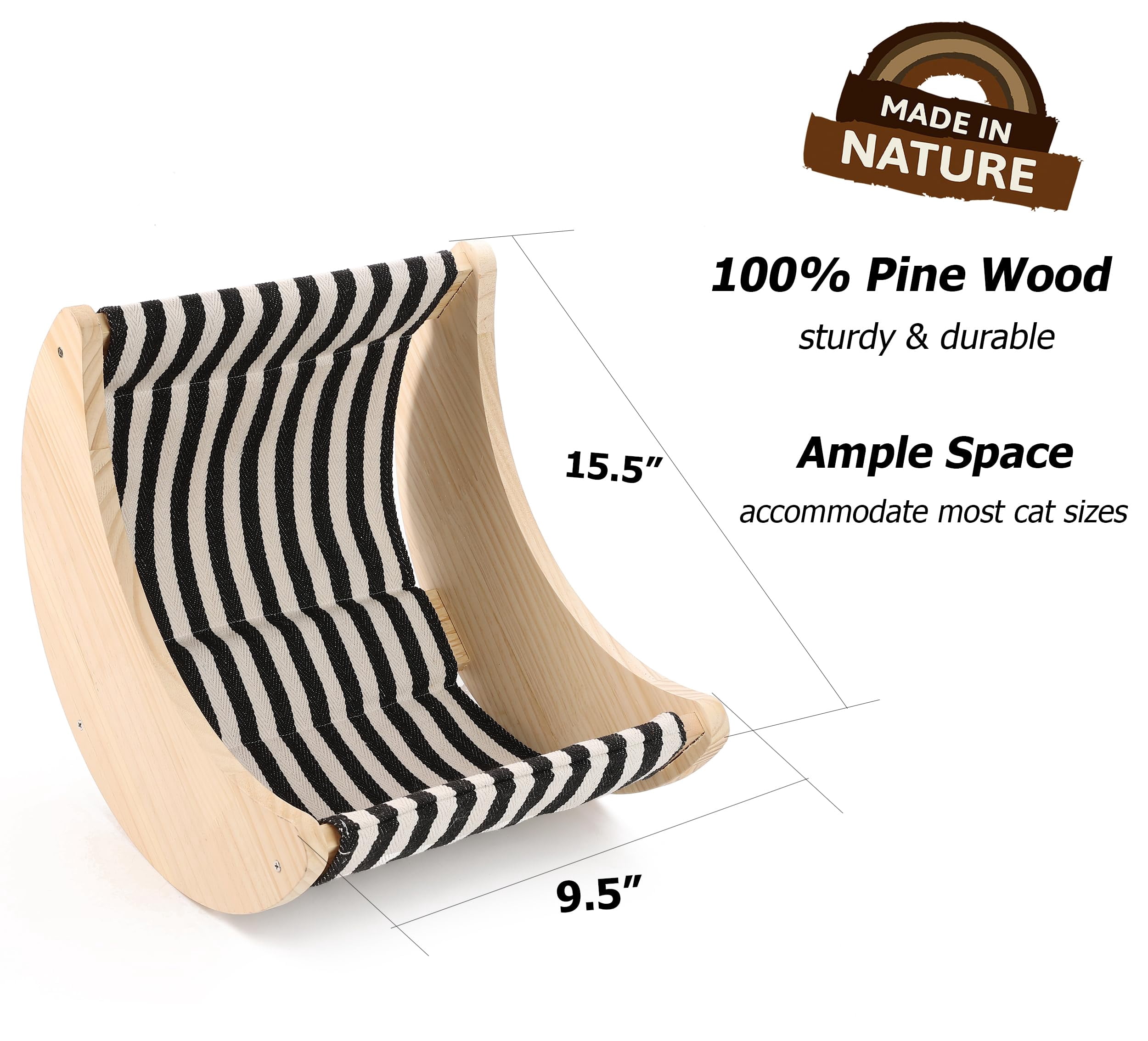 Window Cat Beds For Indoor Cats Perches Moon Shelves Mounted With Strong Suction Cups Seat Sleep And Watch Birds(stripe)