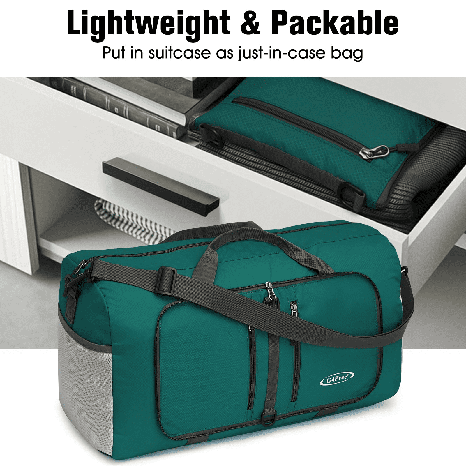 G4Free 40L/65L Foldable Duffel Bag, Water-Repellent Travel Backpack, Lightweight Carry Bag for Overnight Weekender Sports Men Women