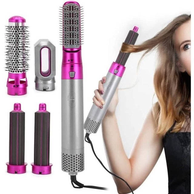 Hot Air Comb - One Step Hair Dryer and Volumizer - Negative Ions - Constant Temperature - Grey