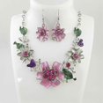 thumbnail image 3 of Silver Plated Charming Crystal Flower Bib Collar Necklace Earrings Jewelry Set, 3 of 5
