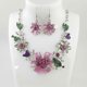 thumbnail image 3 of Silver Plated Charming Crystal Flower Bib Collar Necklace Earrings Jewelry Set, 3 of 5