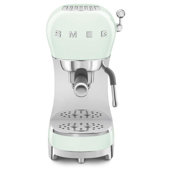 Smeg Cafetera espresso manual con varilla de vapor, 15 bares de presión, filtro porta de acero inoxidable, calentador de tazas pasivo, controles fáciles de usar y cuchara medidora fabricada en Italia