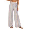 thumbnail image 4 of ClodeEU Women's High Waist Striped Wide Leg Pants,Casual Bohemian Vacation Flowy Trousers ,Women's Plus S, 4 of 8