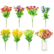 21 Bundles Artificial Daisy Flowers, Outdoor UV Resistant Artificial Flowers, Bulk Colorful Plastic and Silk Daisies for Hanging Planter Porch Window Home Decor