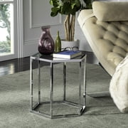 Safavieh Teagan Hexagon Glass End Table, Chrome
