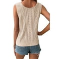 thumbnail image 2 of Women Sleeveless Tank Tops Cable Knit Sweater Vests V Neck Casual Clothes SummerTrendy Outfits 2025 Apricot S, 2 of 7