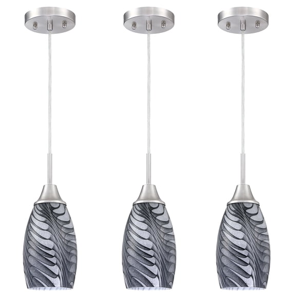 Lámpara colgante Viinew Mini Glass, 12 cm, mármol negro y gris, paquete de 3