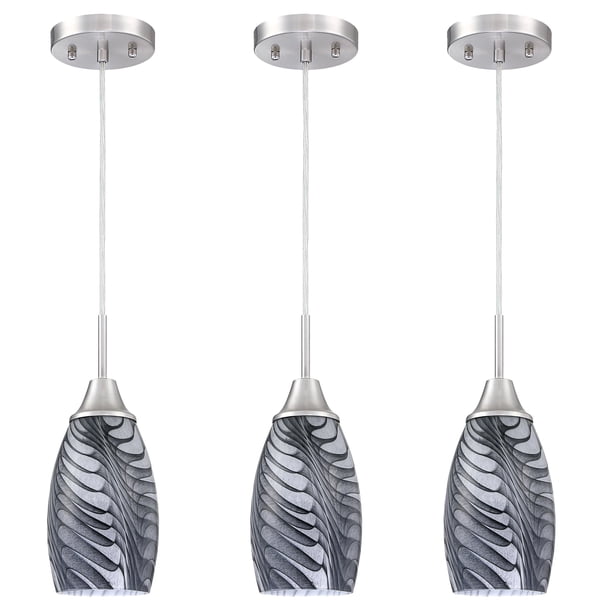 Lámpara colgante Viinew Mini Glass, 12 cm, mármol negro y gris, paquete de 3