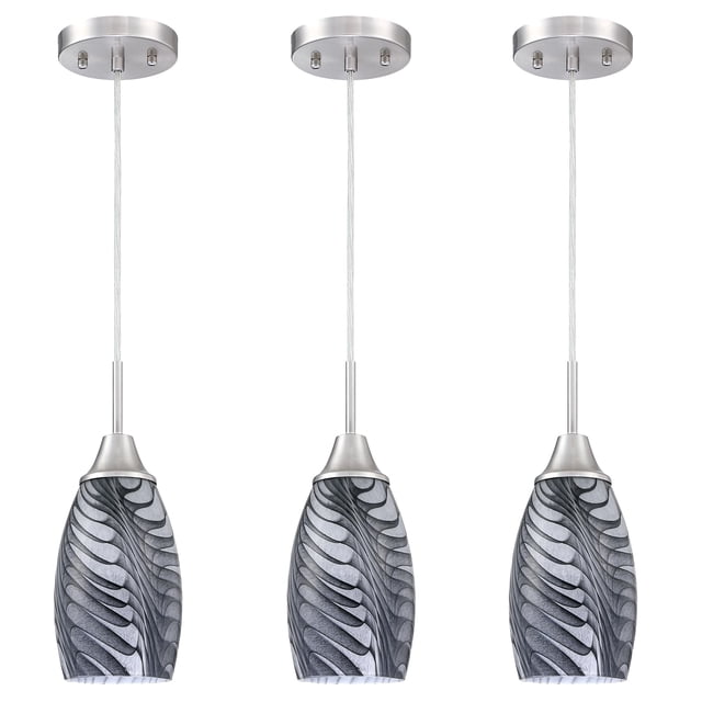 Lámpara colgante Viinew Mini Glass, 12 cm, mármol negro y gris, paquete de 3