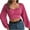Hot Pink, variant on PuLe Long Sleeve Shirts for Women Woman Off Shoulder Ruched Tie Back Crop Top Summer Lantern Sleeve Boho Shirt Blouse