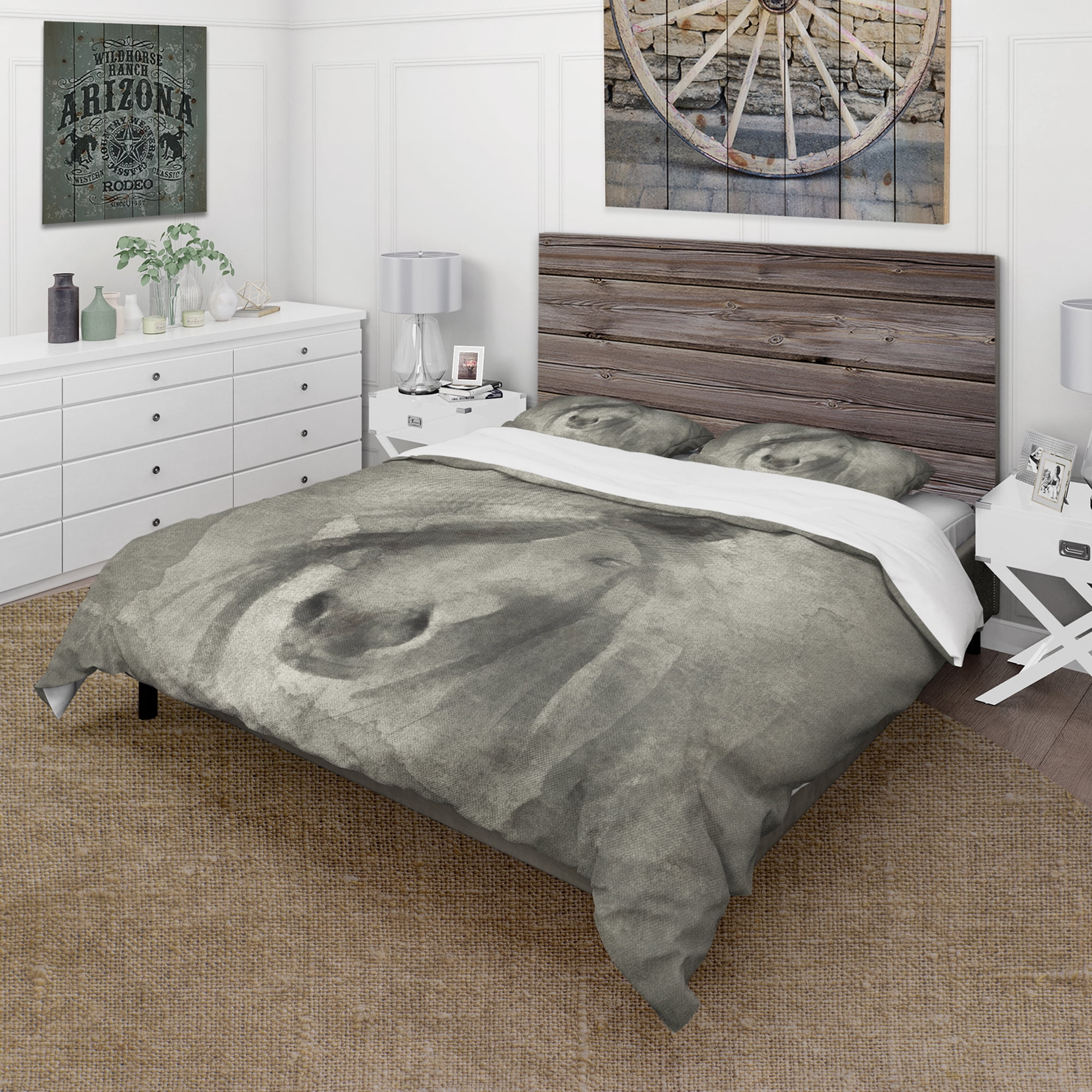 Designart 'Farmhouse Horse V' Farmhouse Duvet Cover Set