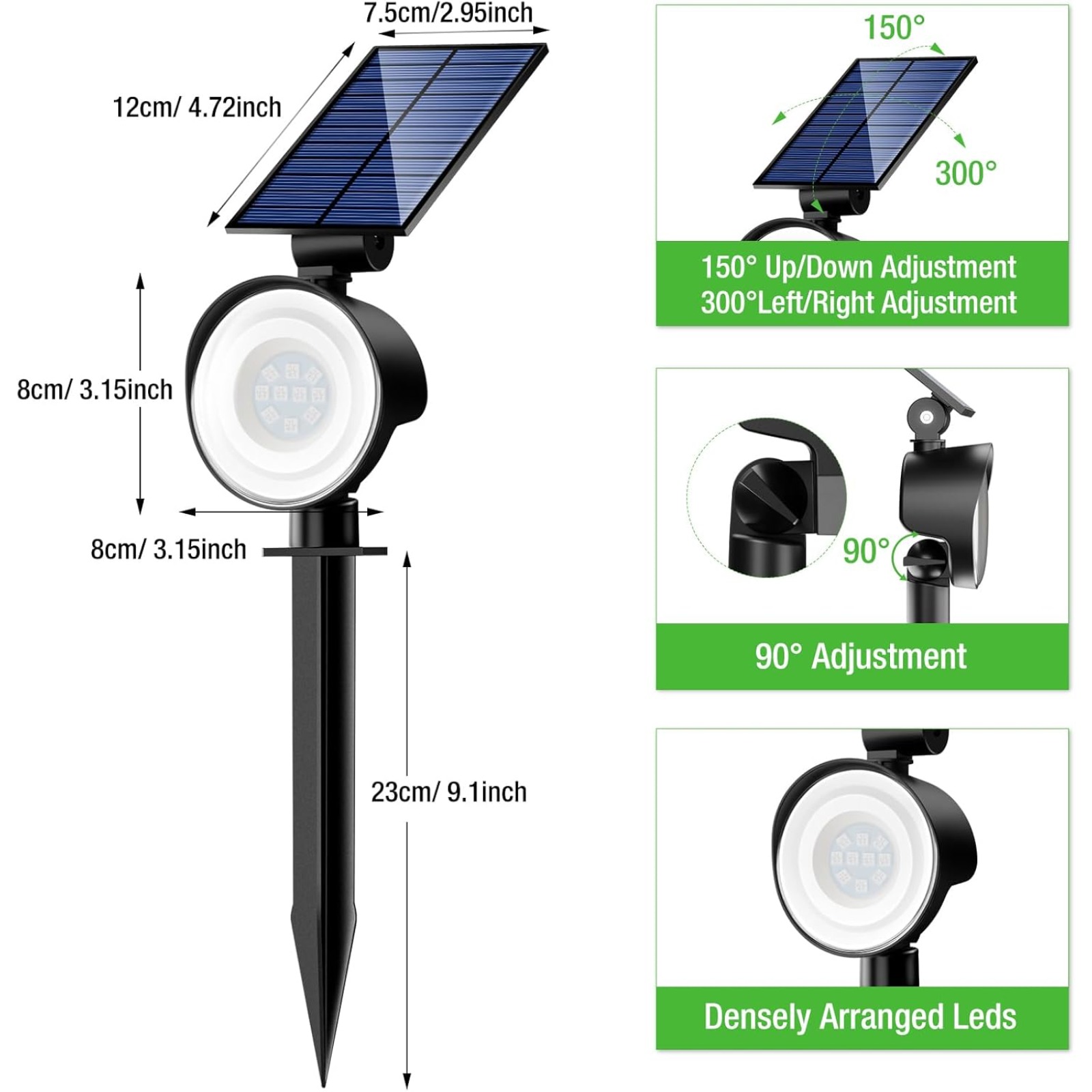 4/8 Pack Solar Spot Lights, Outdoor Waterproof - RGB Color Changing Landscape Lighting for Yard, Pathway, Wall | Auto on/Off, Solar Powered