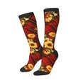 thumbnail image 2 of Fotbe Red Plaid Sunflower print Women's Men's Novelty Crew Socks Cotton Socks Knee High Socks for Walking,Running,Nurses,Pregnancy, 2 of 8