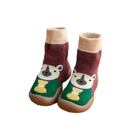 

Crocowalk Baby Socks Boot Cartoon Sock Slippers Soft Sole Slipper Boots Cute Prewalker First Walkers Shoe Toddler Comfortable Warm Crib Shoes Wine Red 4.5C