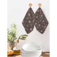 thumbnail image 2 of Brown Daisy Kitchen Dish Towels for Drying Dishes Set of 2, Modern Farmhouse Chrysanthemum Floral Waffle Weave Microfiber Hand Tea Bathroom Towels Quick Dry & Absorbent Towel 12x12, 2 of 7
