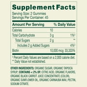 Spring Valley Organic Extra Strength Biotin Vegetarian Gummies for Hair/Skin/Nail Health, Cherry, 10000 mcg, 90 Count