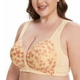 thumbnail image 4 of KHONTS Daisy Front Snap Closure Push up Bras for Women Wireless Plus Size Supportive Lifting Gathering Bra Soft Comfy Breathable Bralettes Beige 85E, 4 of 9