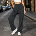 thumbnail image 2 of ZHYou No Boundarie Plus Size Pants for Women Basic Casual Solid Color Elastic Waisted Pull On Lounge Pants,Dark Gray,Size L, 2 of 9