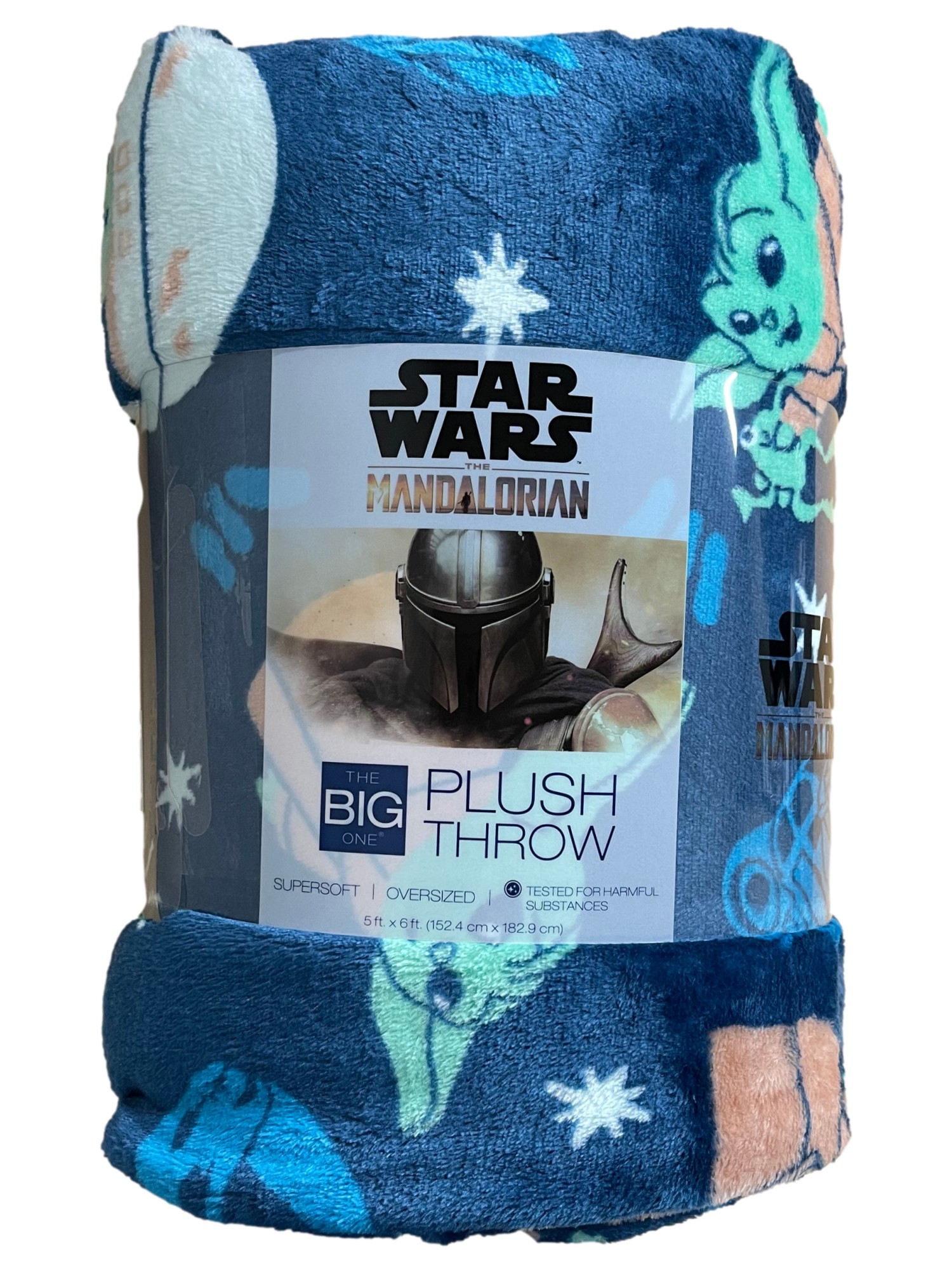 The Big One Star Wars Mandalorian Baby Yoda Blanket - Supersoft Oversized Plush, 60x72, Navy Blue